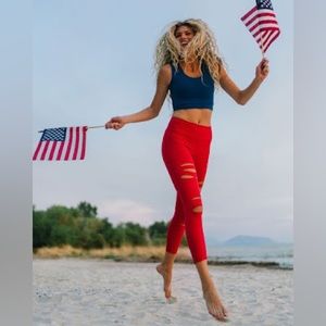 Red Slashed Luxe Hi-Rise 7/8 24"